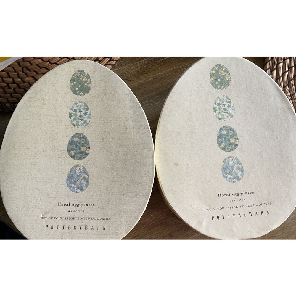 NIB Pottery Barn Floral Egg Plates Set of 8 Easter Spring w/ Original Boxes NEW